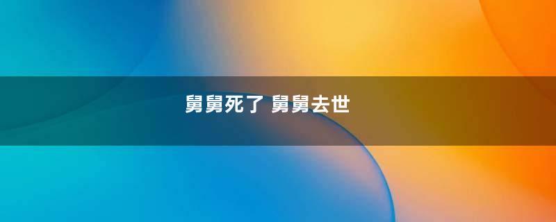舅舅死了 舅舅去世